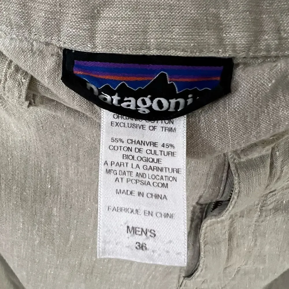 Patagonia Men’s Back Step Hemp & Organic Cotton Size 36